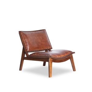 Allora Mid Century Modern Leather Accent Chair in Tan Cognac