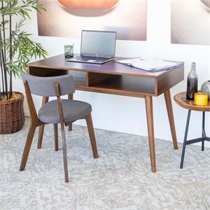 allora mid century modern wood study desk in brown