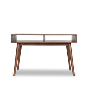 allora mid century modern rectangular solid wood desk in brown