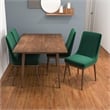 Allora Mid-Century Modern Velvet Dining Chair in Green (Set of 2)