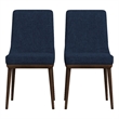 Allora 19'' Mid-Century Fabric/Wood Dining Chair in Blue/Walnut (Set of 2)