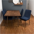 Allora 19'' Mid-Century Fabric/Wood Dining Chair in Blue/Walnut (Set of 2)