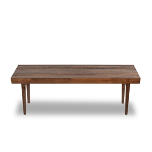 allora mid-century modern rectangular solid wood bench in brown
