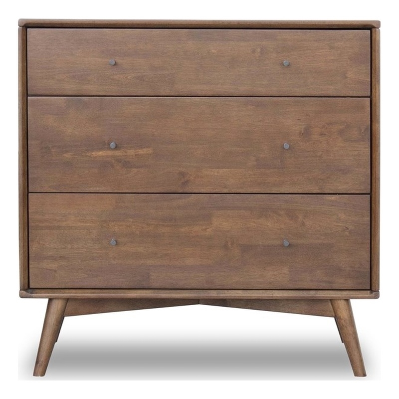 Allora Mid-Century Modern 3-Drawer Solid Wood Dresser in Brown