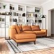 Allora Mid-Century Modern Leather Left Chaise Sectional Sofa in Tan Brown