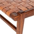 Allora Solid Teak Wood and Genuine Leather Upholstered Bench in Cognac Tan