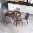 Allora 5-Piece Mid-Century Modern Dining Set with 4 Fabric Dining Chairs in Grey