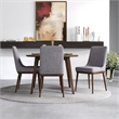 Allora 5-Piece Mid-Century Modern Dining Set with 4 Fabric Dining Chairs in Grey