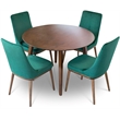 Allora 5-Piece Mid-Century Dining Set with 4 Velvet Dining Chairs in Green