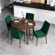 Allora 5-Piece Mid-Century Dining Set with 4 Velvet Dining Chairs in Green