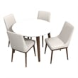 Allora 5-Piece Mid-Century Dining Set with 4 Fabric Dining Chairs in Beige