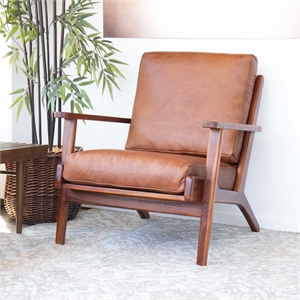 Allora Mid Century Modern Leather Lounge Chair in Brown