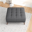 Allora Mid Century Modern Fabric Ottoman in Dark Gray