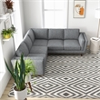 Allora Mid-Century Modern Pillow Back Right-Facing Sectional in Dark Gray