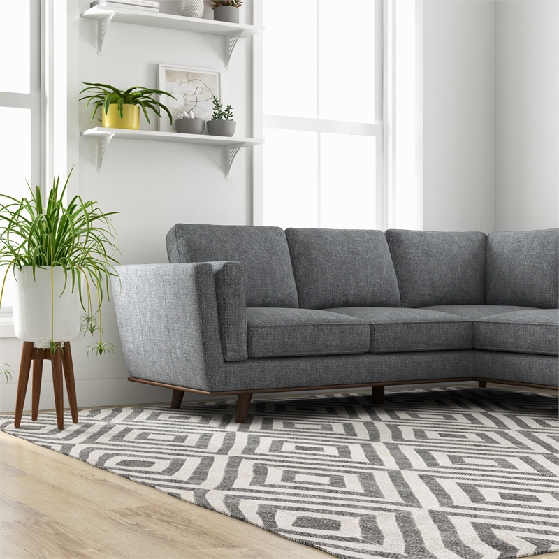 Allora Mid-Century Modern Pillow Back Right-Facing Sectional in Dark Gray