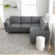 Allora Mid-Century Modern Pillow Back Right-Facing Sectional in Dark Gray