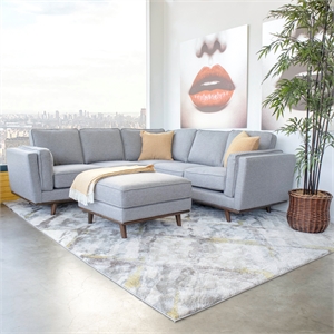 Allora Mid Century Modern Corner Sofa in Gray