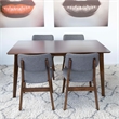 Allora 5-Piece Rectangular Dining Set w/ 4 Fabric Dining Chairs in Gray