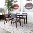 Allora 5-Piece Rectangular Dining Set w/ 4 Fabric Dining Chairs in Gray