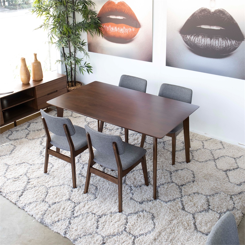 Allora 5-Piece Rectangular Dining Set w/ 4 Fabric Dining Chairs in Gray