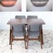 Allora Mid-Century 5-Piece Solid Wood/Fabric Dining Set in Walnut