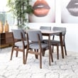 Allora Mid-Century 5-Piece Solid Wood/Fabric Dining Set in Walnut