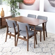 Allora Mid-Century 5-Piece Solid Wood/Fabric Dining Set in Walnut
