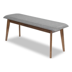 Allora Mid-Century Modern Design Large Fabric Upholstered Dining bench in Gray