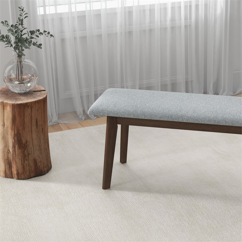 Allora Mid-Century Modern Design Small Fabric Upholstered Dining Bench in Gray