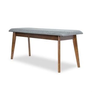 Allora Mid-Century Modern Design Small Fabric Upholstered Dining Bench in Gray