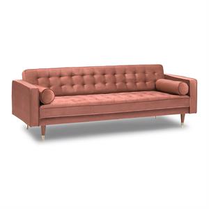Allora Velvet Mid Century Modern Sofa in Blush