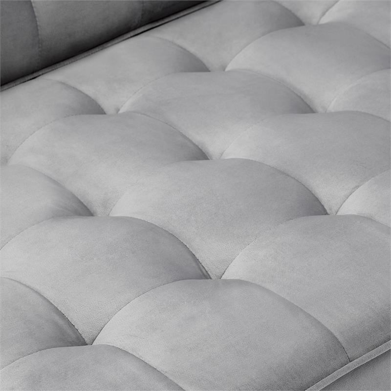 Allora Velvet Mid Century Modern Sofa in Gray