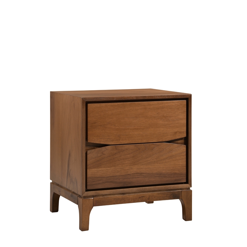 Allora 2 Drawer Wood Night Stand in Walnut