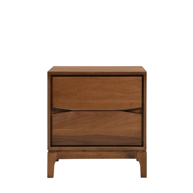 Allora 2 Drawer Wood Night Stand in Walnut