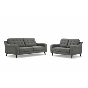Allora Tufted Sofa and Loveseat Set in Gray