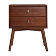 Allora Engineered Wood 2 Drawer Solid Wood Nightstand in Walnut