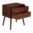 Allora Engineered Wood 2 Drawer Solid Wood Nightstand in Walnut