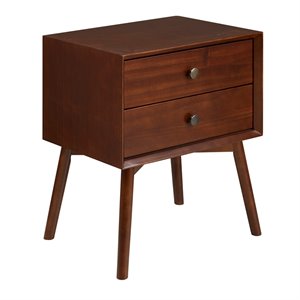 Allora Mid-Century 2 Drawer Solid Wood Nightstand