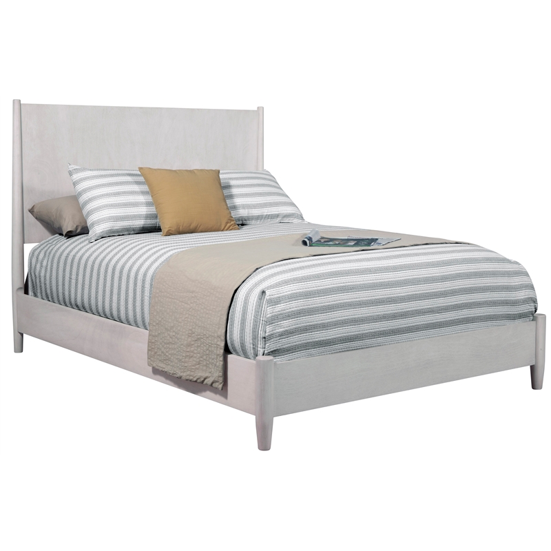 Allora Mid Century Modern Wood Queen Panel Bed in Gray