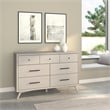Allora Mid Century Modern Wood 7 Drawer Dresser in Gray