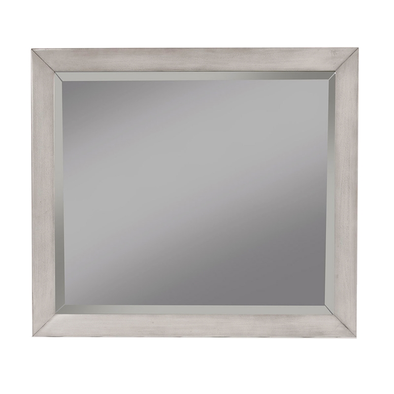 Allora Mid Century Modern Wood Bedroom Mirror in Gray