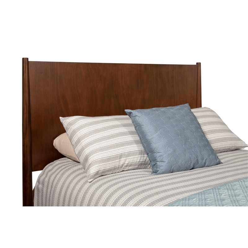 Allora Mid Century Wood Queen Panel Bed in Walnut (Brown)