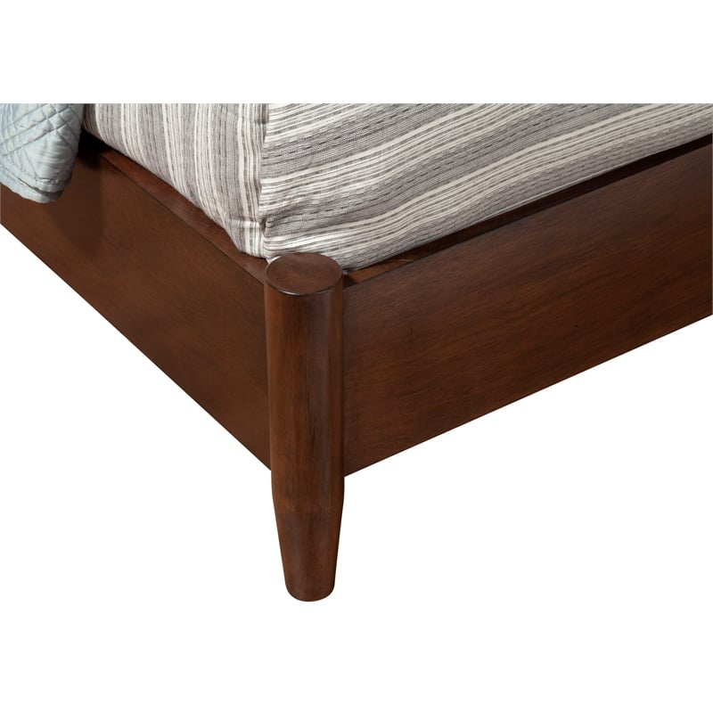 Allora Mid Century Standard King Panel Bed in Walnut (Brown)