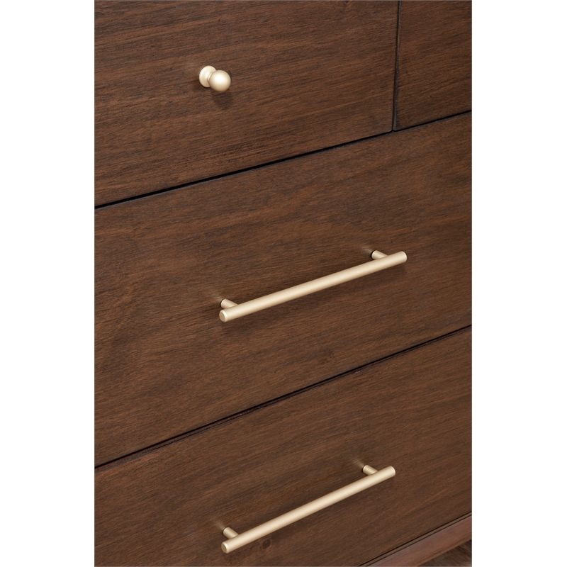 Allora Mid Century Wood 7 Drawer Dresserin Walnut (Brown)