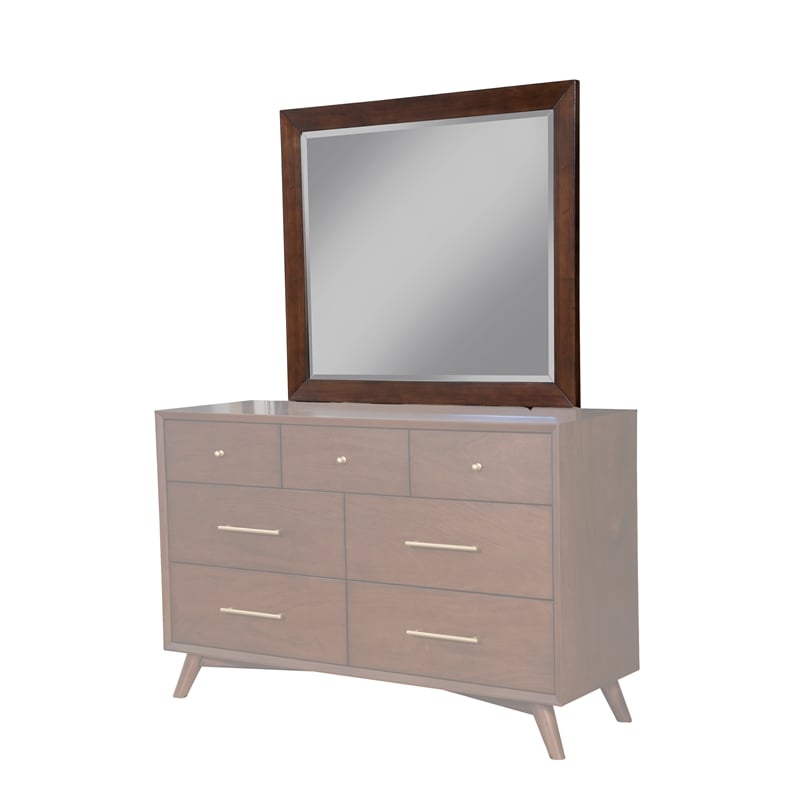 Allora Mid Century Wood Bedroom Mirror in Walnut (Brown)