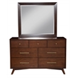 Allora Mid Century Wood Bedroom Mirror in Walnut (Brown)