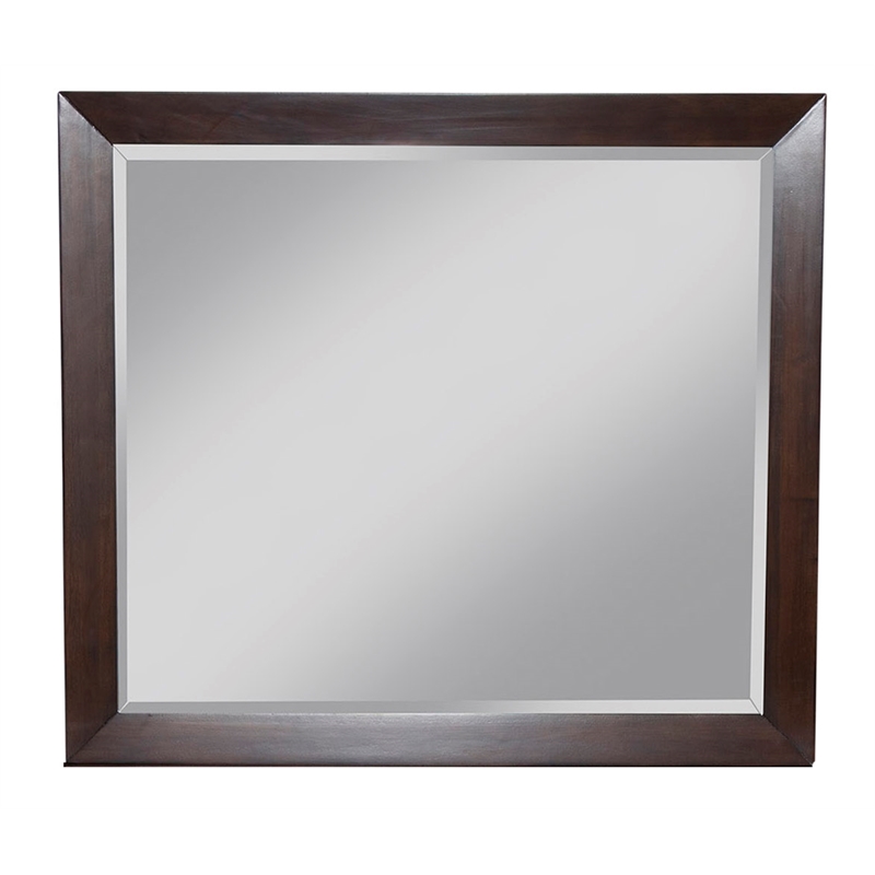 Allora Mid Century Wood Bedroom Mirror in Walnut (Brown)
