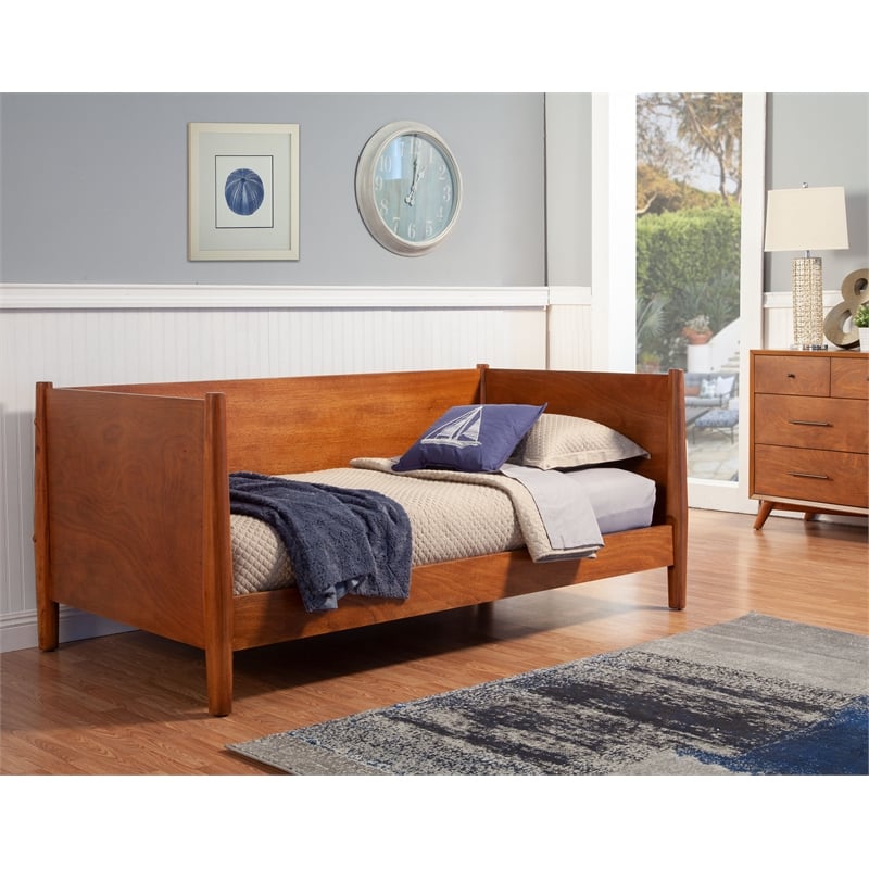 Allora Mid Century Modern Twin Size Day Bed in Acorn Brown