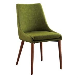 Allora Mid-Century Modern Fabric Dining Accent Chair in Green (Set of 2)