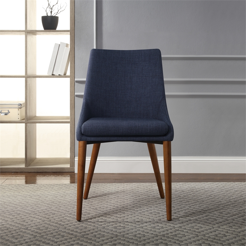 Allora 19.5'' Mid-Century Fabric Dining Accent Chair in Blue (Set of 2)
